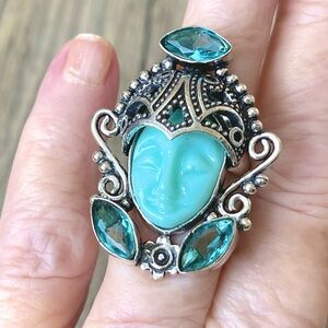 Carved Goddess Face Ring